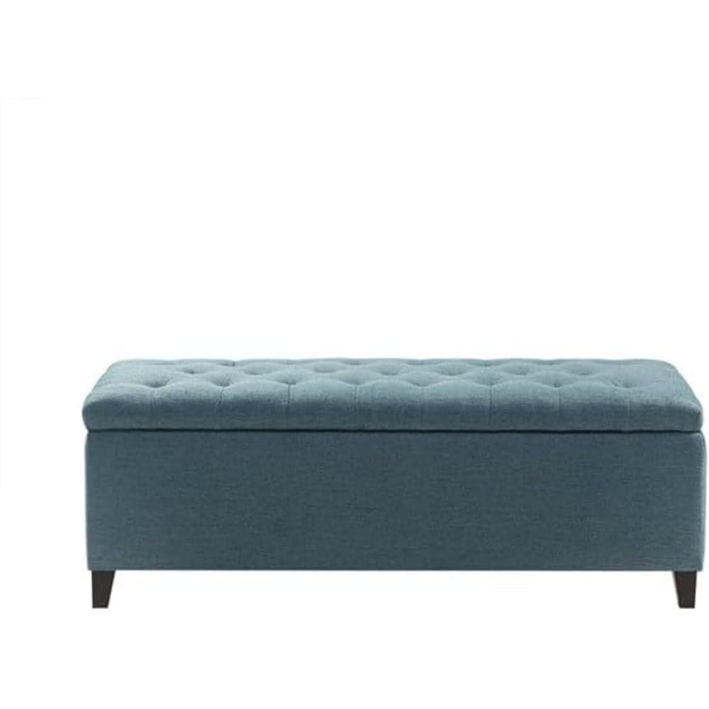 imageMadison Park Entryway Accent Bench for Living Room Flip Top Storage Chest Shandra Tufted Top Upholstered Storage Bench End of Bed for Bedroom Furniture Indoor Seating 49quotWide BlueBlue