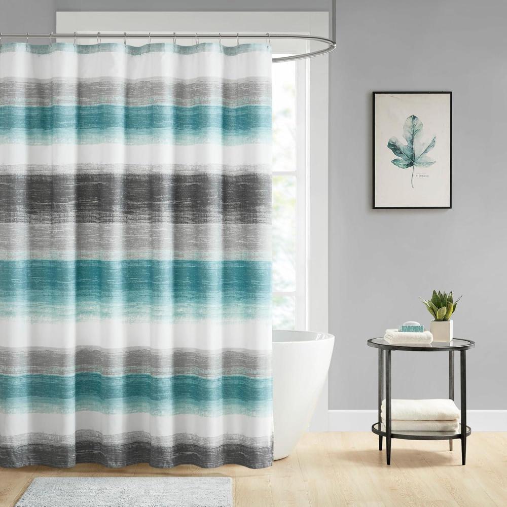 imageMadison Park Essentials Shower Curtain Watercolor Print Multi Blue Shower Curtain for Bath Room Modern Bathroom Dcor Machine Washable Microfiber Fabric Shower Curtain Saben 72x72 AquaGreyAquaGrey