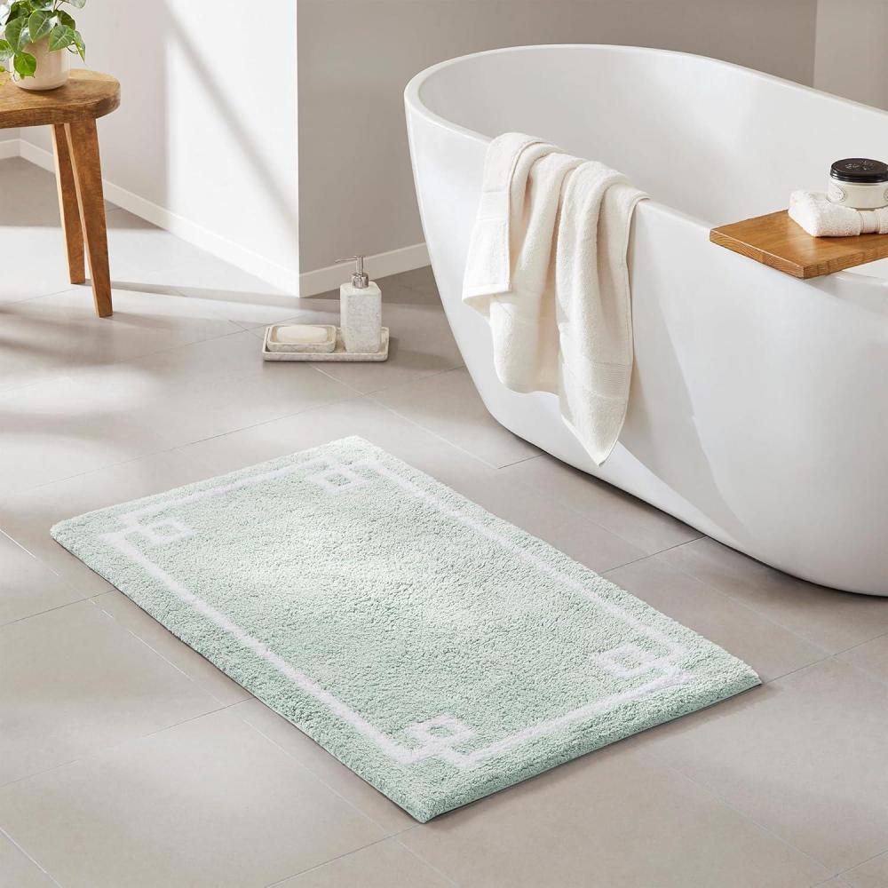 imageMadison Park Evan Cotton Tufted Washable Bath Mat Luxury Solid Bathroom Rugs 20quot x 30quot GreySeafoam
