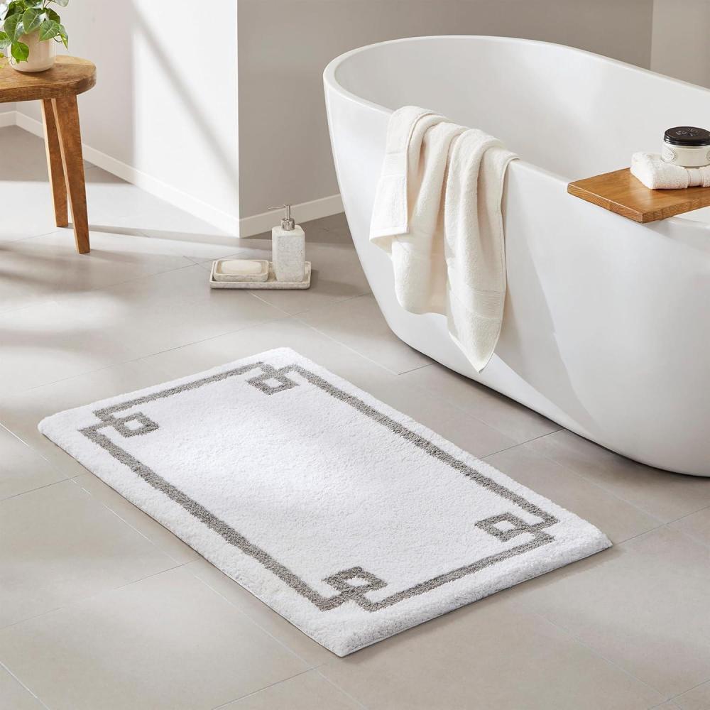 imageMadison Park Evan Cotton Tufted Washable Bath Mat Luxury Solid Bathroom Rugs 20quot x 30quot GreyWhite