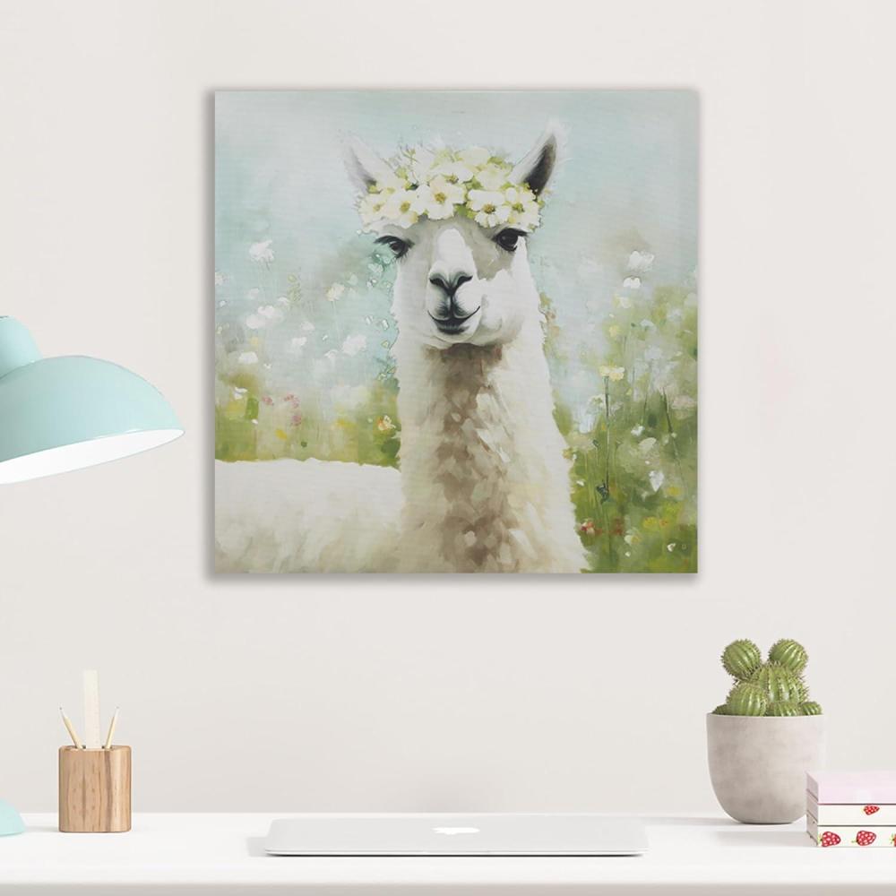 imageMadison Park Farm Animal Wall Art Cute Animal Decor for Kids Bedroom Home Office Bathroom Farmhouse Decor Warm Gifts for Baby Shower Birthday Ready to Hang Animal Canvas Lamb Sunshine AnimalsLlama