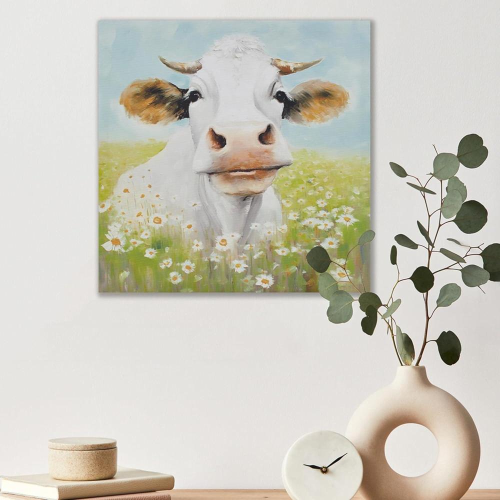 imageMadison Park Farm Animal Wall Art Cute Animal Decor for Kids Bedroom Home Office Bathroom Farmhouse Decor Warm Gifts for Baby Shower Birthday Ready to Hang Animal Canvas Lamb Sunshine AnimalsCow