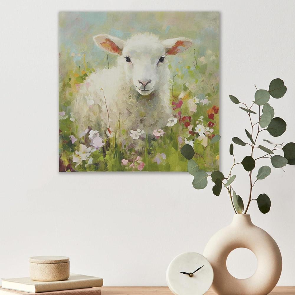 imageMadison Park Farm Animal Wall Art Cute Animal Decor for Kids Bedroom Home Office Bathroom Farmhouse Decor Warm Gifts for Baby Shower Birthday Ready to Hang Animal Canvas Lamb Sunshine AnimalsLamb