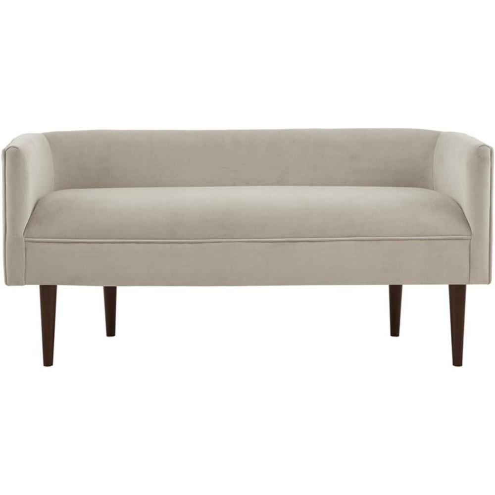imageMadison Park Farrah Entryway Accent Bench with Curved Backrest 875quot Cushion Seating Bench for Living Room Compact Bed End Bench with Solid Wood Legs ampamp Soft Poly Velvet Uplhostery 49quot W Cream