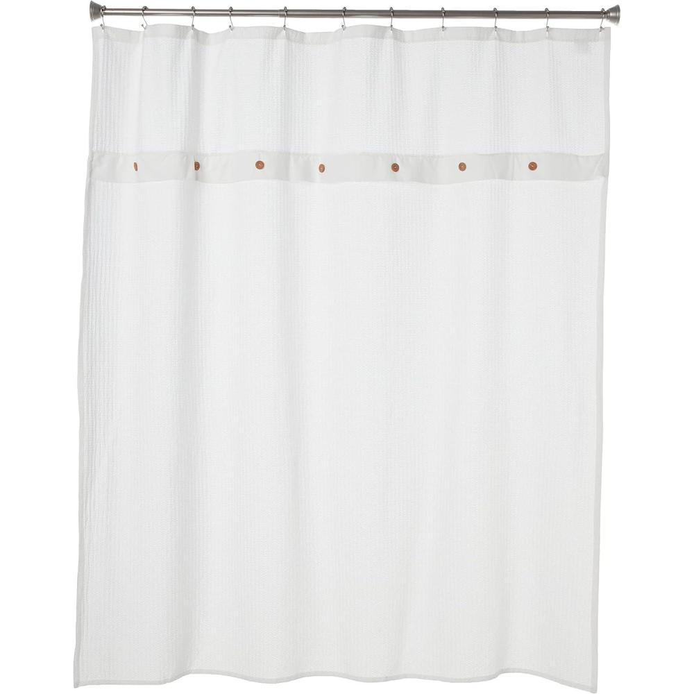 imageMadison Park Finley 100 Cotton Shower Curtain Waffle Weave Texutre Minimalistic Design Modern Bathroom Decor Machine Washable Fabric Privacy Screen 72x72quot White