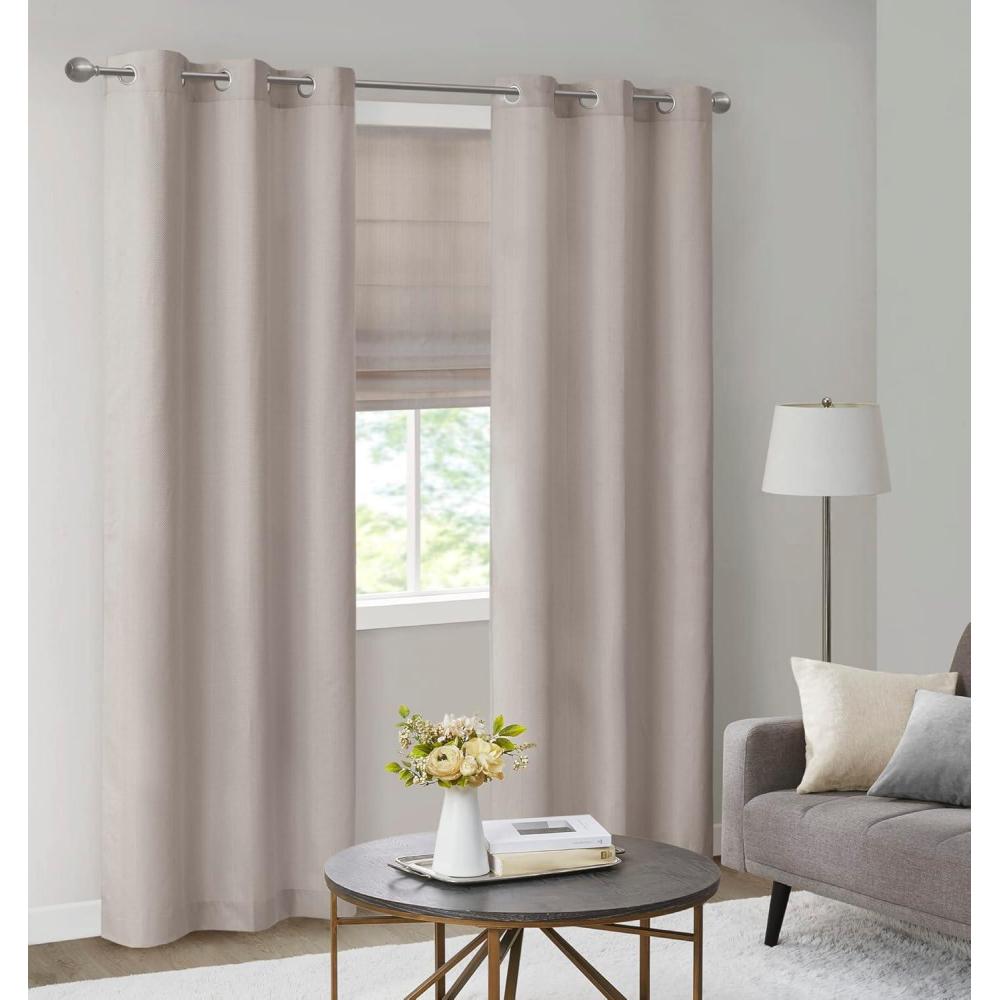 imageMadison Park Galen Basketweave 2Panel Pack Window Curtain Room Darkening Grommet Top Easy to Hang Fits up to 125quot Diameter Rod 40quot W x 84quot H IvoryBasketweave Taupe