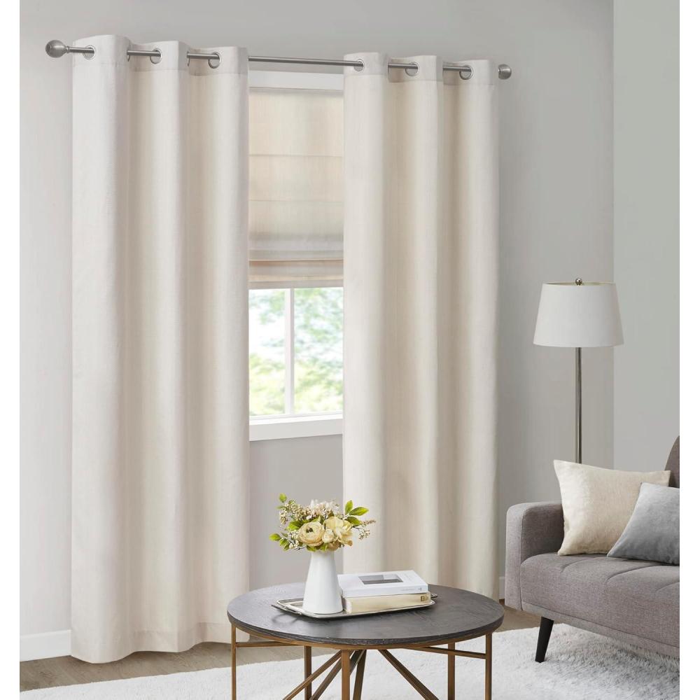imageMadison Park Galen Basketweave 2Panel Pack Window Curtain Room Darkening Grommet Top Easy to Hang Fits up to 125quot Diameter Rod 40quot W x 84quot H IvoryBasketweave Ivory