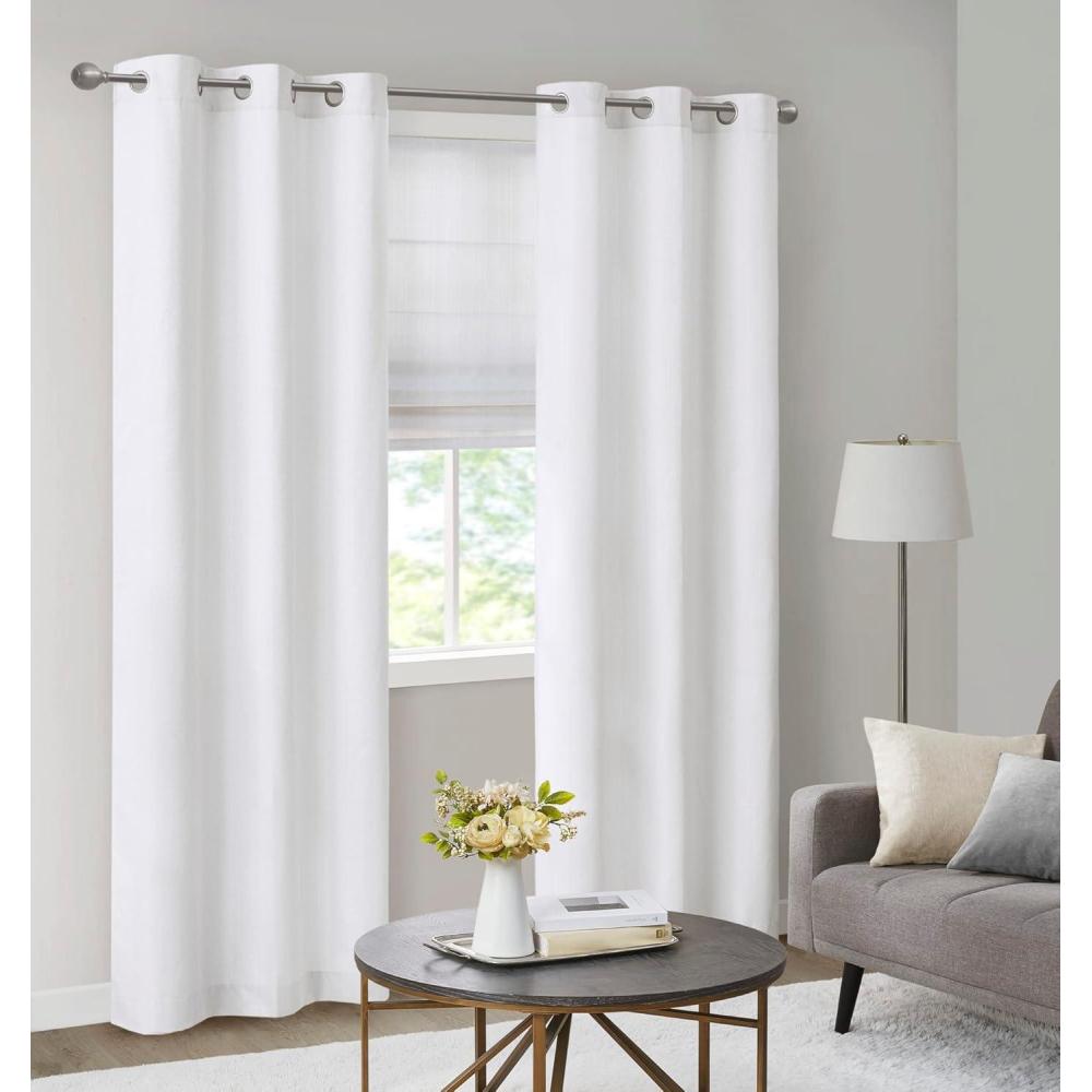 imageMadison Park Galen Basketweave 2Panel Pack Window Curtain Room Darkening Grommet Top Easy to Hang Fits up to 125quot Diameter Rod 40quot W x 84quot H IvoryBasketweave White