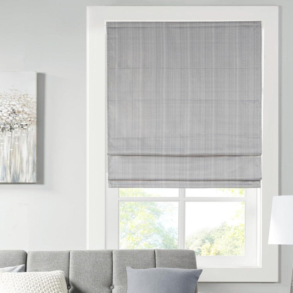 imageMadison Park Galen Matte White Cordless Roman Shades Fabric Privacy Single Panel Darkening Energy Efficient Thermal Insulated Window Blind Treatment for Home Living Room Decor 23quot W x 64quot HBasketweave Sheen Grey