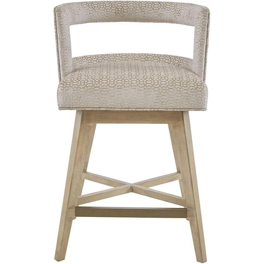 imageMadison Park Glenwood Upholstered Swivel Counter Stools Height Kitchen Chair Solid Wood Bronze Metal Kickplate Footrest Back Support Pipped Fabric Dining Room Accent Furniture CreamGlenwood