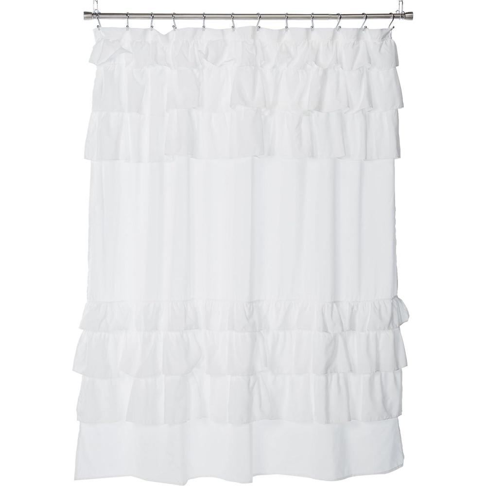 imageMadison Park Grace White Shower CurtainSolid Cottage Top Shower Curtains for Bathroom 72 X 72 White
