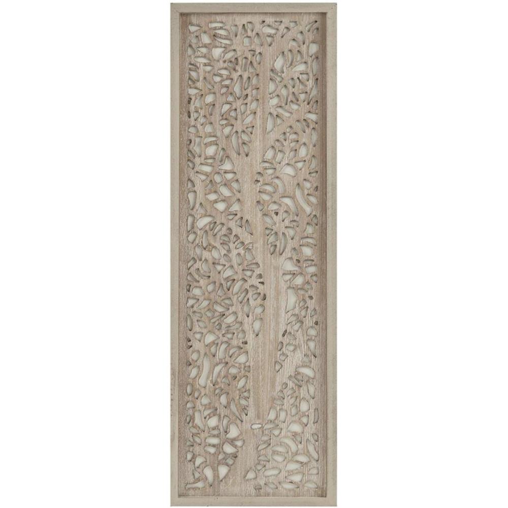 imageMadison Park Laurel Wall Art Laser Cut Carved Botanical Tree Branches Genuine Fir Wooden Framed Rustic Finish Modern Farmhouse Dcor for Living Room Ready to Hang Panel 12 x 36 Natural GreyNatural