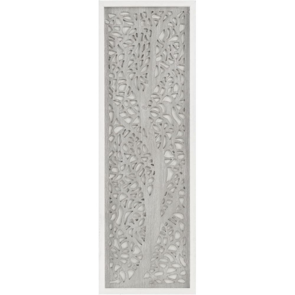 imageMadison Park Laurel Wall Art Laser Cut Carved Botanical Tree Branches Genuine Fir Wooden Framed Rustic Finish Modern Farmhouse Dcor for Living Room Ready to Hang Panel 12 x 36 Natural GreyGrey