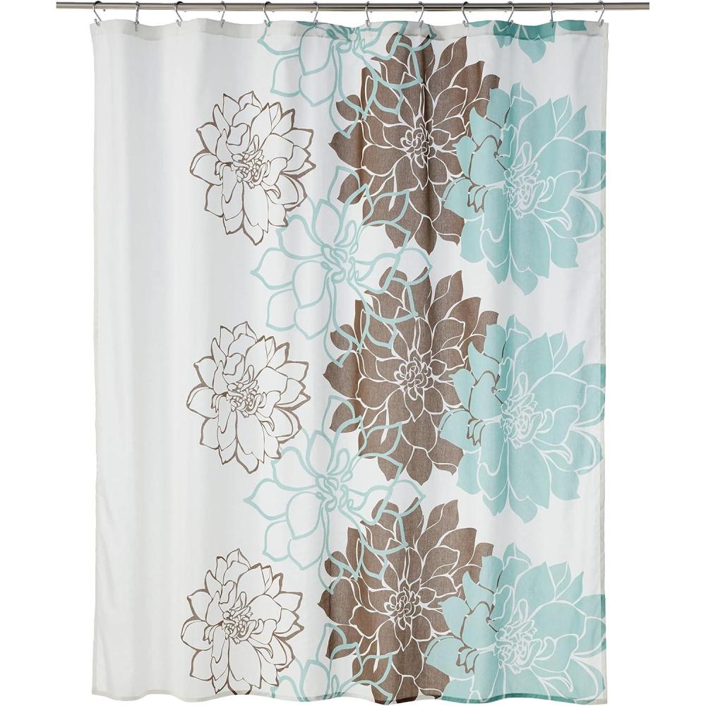 imageMadison Park Lola 100 Cotton Shower Curtain Casual Large Floral Design Modern Bathroom Decor Machine Washable Fabric Privacy Screen 72x72quot GreyPeachBlueBrown