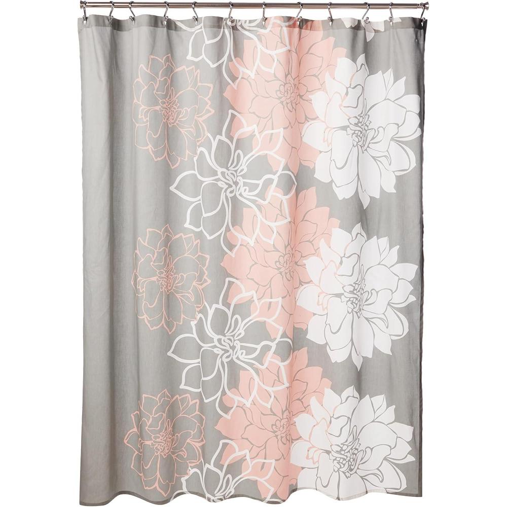 imageMadison Park Lola 100 Cotton Shower Curtain Casual Large Floral Design Modern Bathroom Decor Machine Washable Fabric Privacy Screen 72x72quot GreyPeachGreyPeach