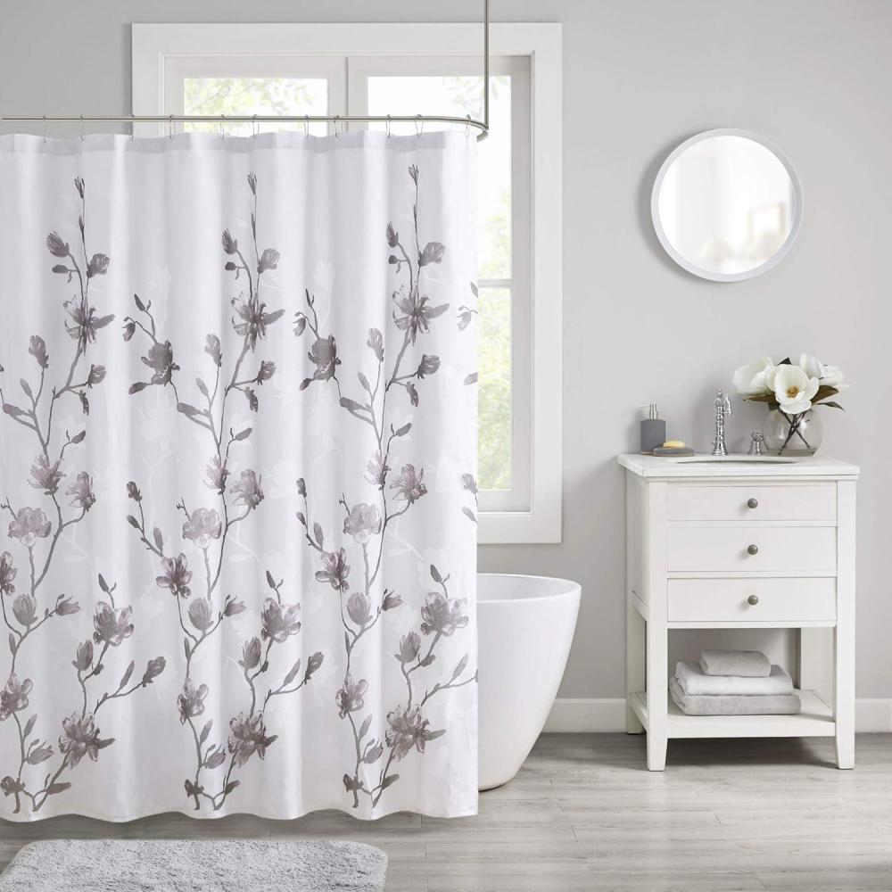 imageMadison Park Magnolia Shower Curtain Luxurious Botanical Floral Print Modern Serene Bathroom Dcor Machine Washable Bath Privacy Screen 72x72 AquaPurple
