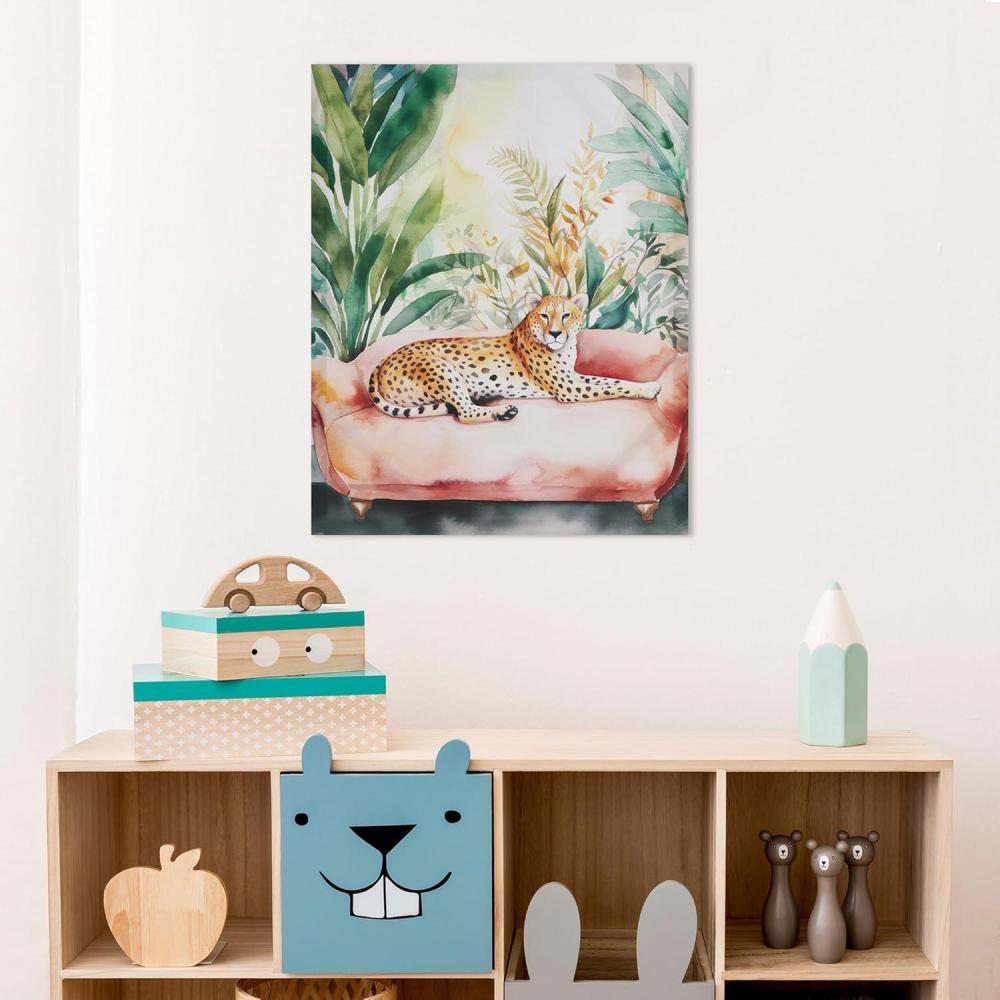 imageMadison Park Majestic Jungle Animal Canvas Cheetah Painting Wall Decor for Bedroom Printed And Stretched On Wooden Frame Ready To Hang Wall Art Jungle Feline Living Room Dcor GreenMultiCheetah