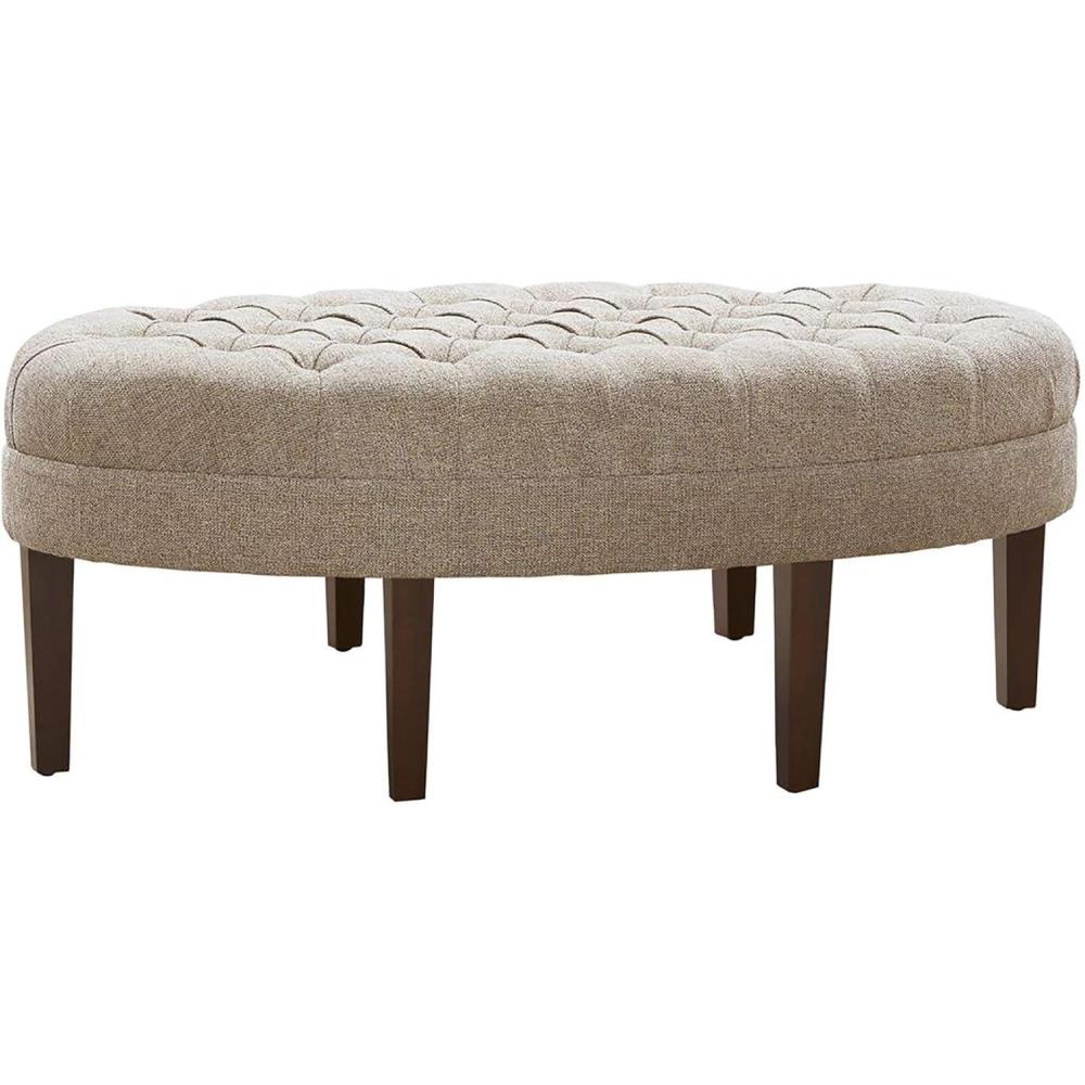 imageMadison Park Martin Oval Surfboard Tufted Cocktail Ottoman Soft Fabric All Foam Wood Frame Modern Coffee Table Living Room Lounge Furniture Linen 48quotW x 275quotD x 18quotHLinen