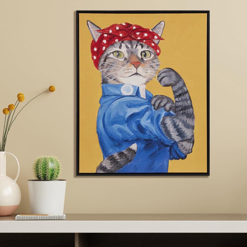 imageMadison Park Pet Wall Art Funny Animal Canvas Wall Decor for Bedroom Printed And Stretched Framed Ready To Hang Classic Parody Study Living Room Dcor  Rosie Feline Pet PortraitRosie Feline