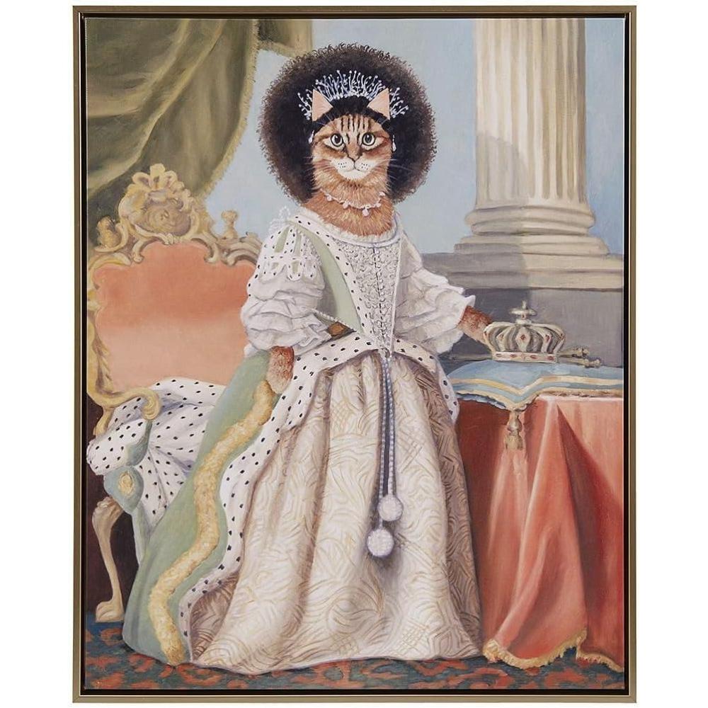 imageMadison Park Pet Wall Art Funny Animal Canvas Wall Decor for Bedroom Printed And Stretched Framed Ready To Hang Classic Parody Study Living Room Dcor Rosie Feline Pet PortraitKitty Queen Charlotte