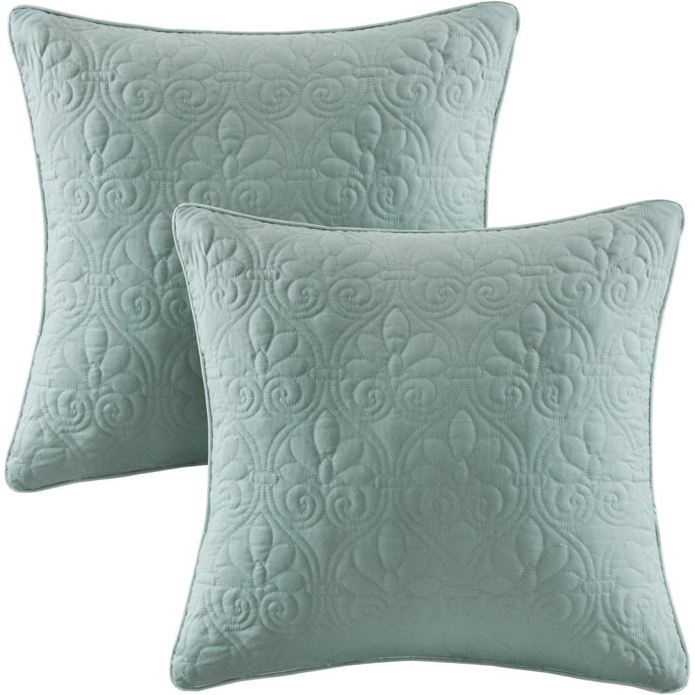 imageMadison Park Quebec Quilted Throw Pillow Transitional Square Decorative Pillow 20X20 Set of 2 Seafoam
