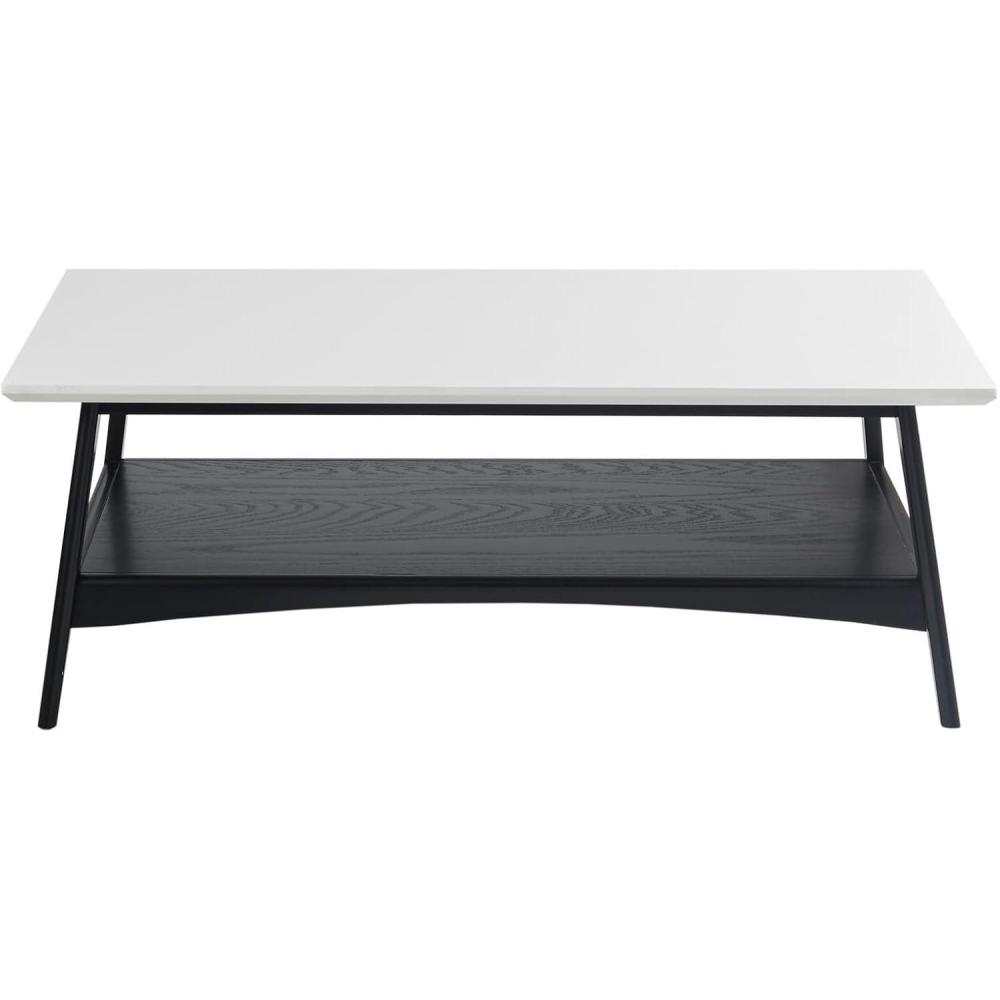 imageMadison Park Rectangular Wood Coffee Table With Solid Wood Frame ampamp Legs Living Room Coffee Tables With Storage Shelf Accent Furniture For Living Room Minimalist Decor  OffWhite  Pecan ParkerOffwhiteBlack