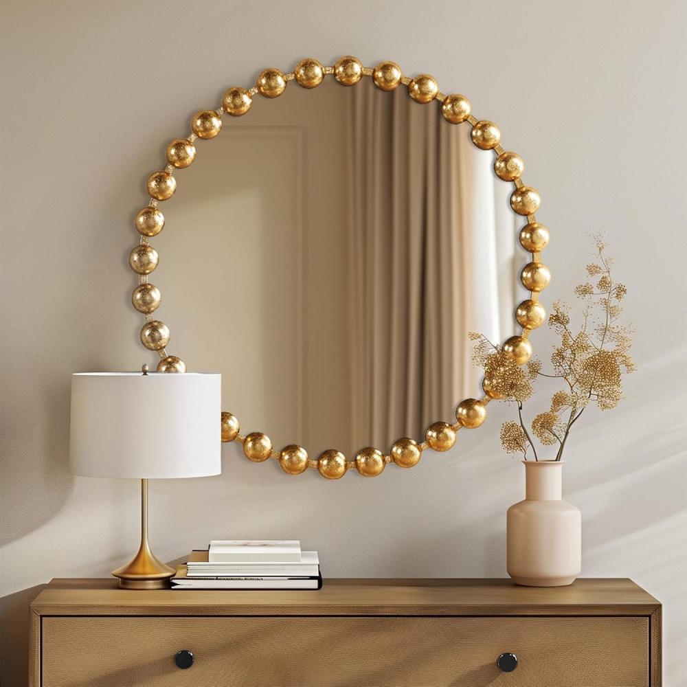 imageMadison Park Round Mirror Metal Frame Circle Mirror 36 inch Wall Art Decor Mounted Hanging for Entryway Bathroom hallway Living Room Vanity Marlowe GoldGold