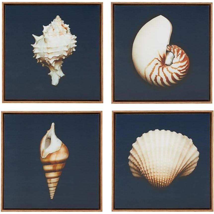 imageMadison Park Seascape Wall ArtCoastal Theme Complete Set Modern 4 Piece Home Painting Gel Coat Canvas Living Room Dcor Multisizes BlueOcean Seashells