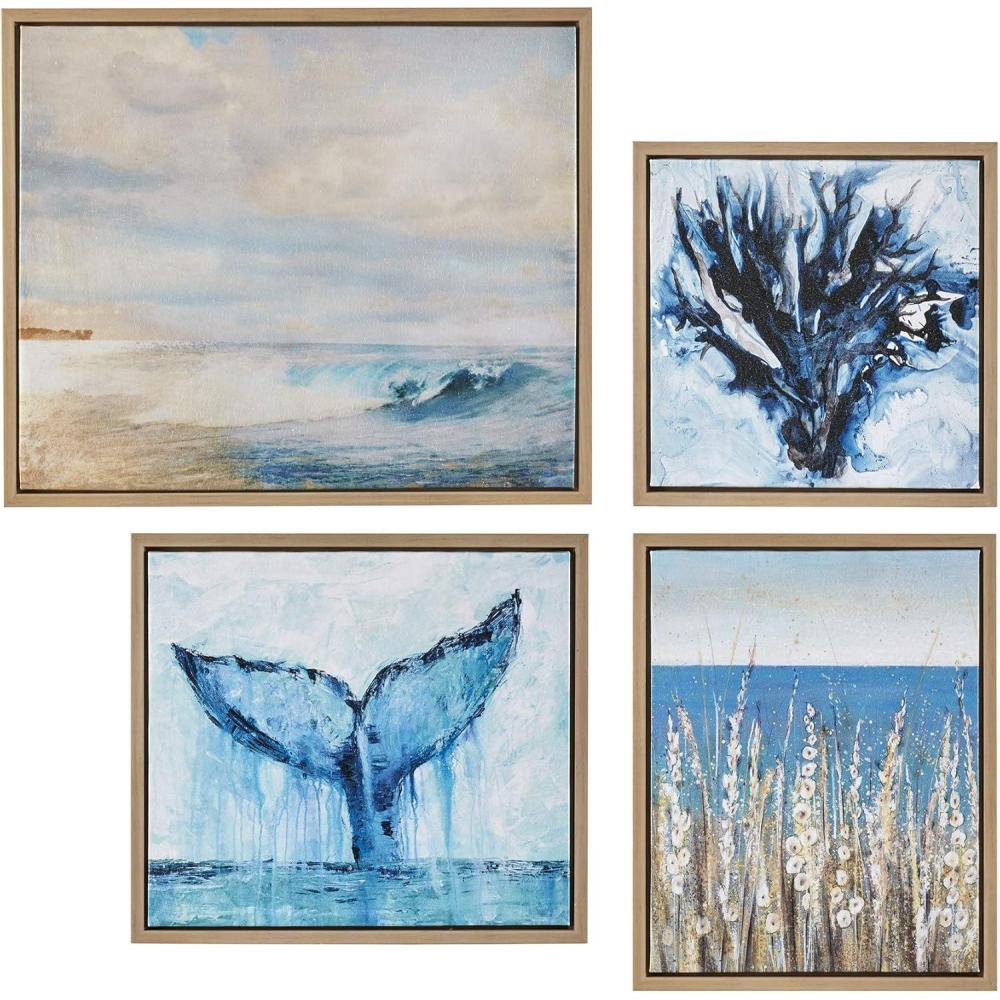 imageMadison Park Seascape Wall ArtCoastal Theme Complete Set Modern 4 Piece Home Painting Gel Coat Canvas Living Room Dcor Multisizes BlueSeascape