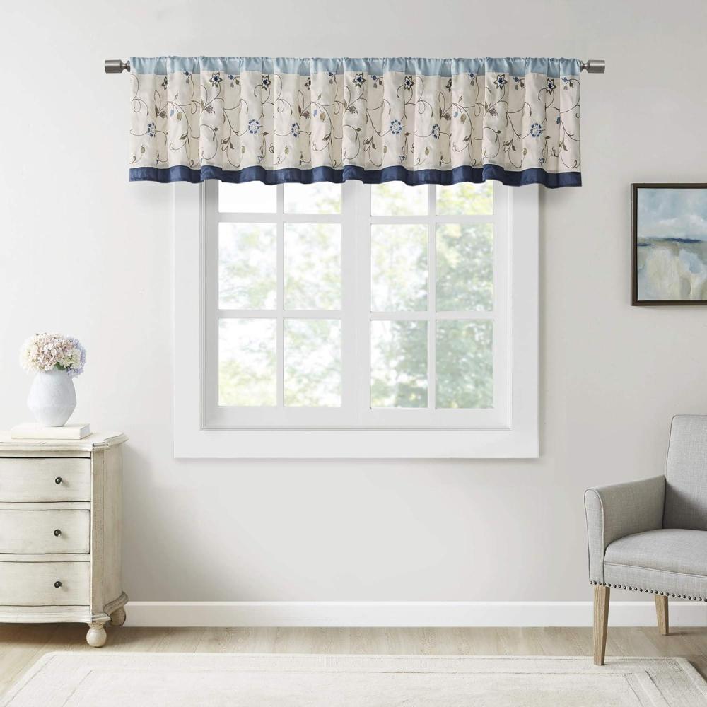 imageMadison Park Serene Flora Fabric Shower Curtain mbroidered Transitional Shower Curtains for Bathroom 72quot x 72quot RedNavy