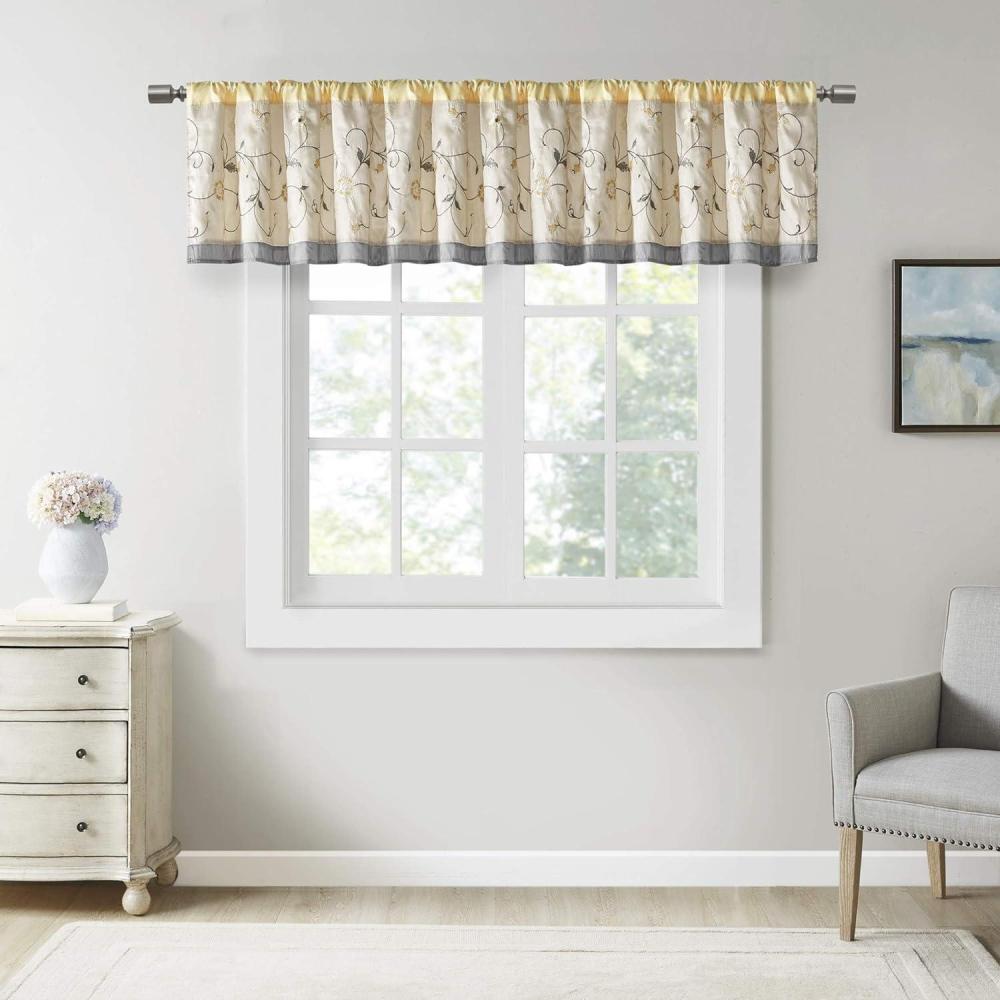 imageMadison Park Serene Flora Fabric Shower Curtain mbroidered Transitional Shower Curtains for Bathroom 72quot x 72quot RedYellow