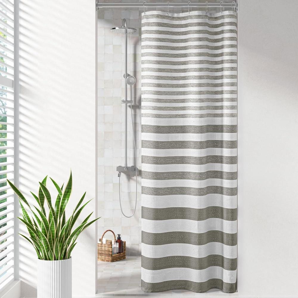imageMadison Park Shower Curtain Spa Waffle Weave Shower Curtain for Bathroom 3M Scotchgard Moisture Management Spa Quality Modern Shower Curtains for Bathroom Standard 72x72 Taupe OmbreOmbre Grey