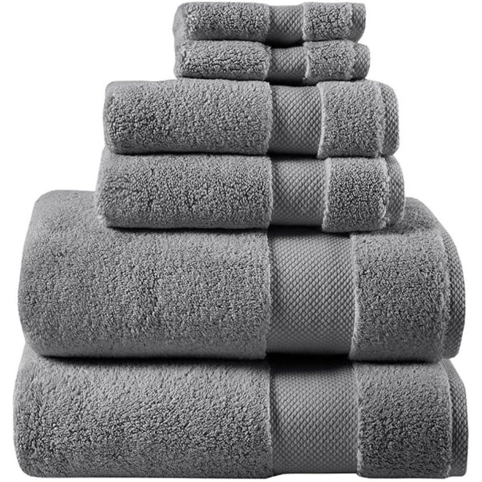 imageMadison Park Signature Splendor Luxury 100 Cotton Bathroom Towel Set  Soft Plush 1000 GSM Heavyweight Hotel Quality Zero Twist Highly Absorbent Quick Dry Multi Sizes White 6 PieceCharcoal
