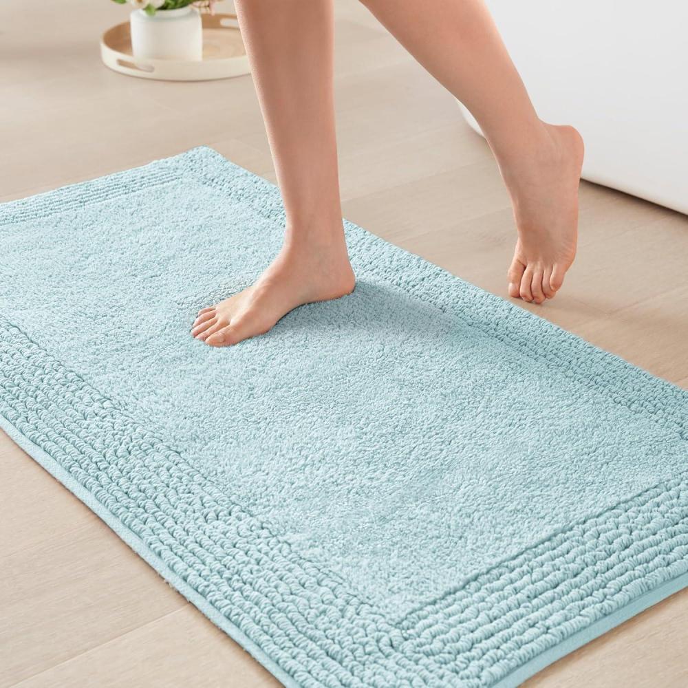 imageMadison Park Splendor Reversible 100 Cotton Tufted Bathroom Rug3000 GSM Hotel Quality Luxurious Plush Medium Pile Bath Mat Absorbent Quick Dry Shower Room Dcor 20x30 NaturalBlue