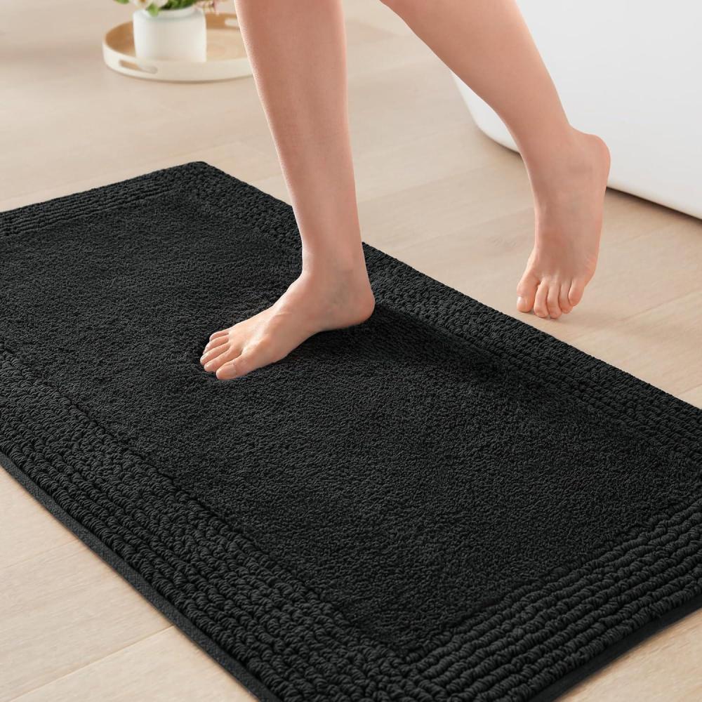 imageMadison Park Splendor Reversible 100 Cotton Tufted Bathroom Rug3000 GSM Hotel Quality Luxurious Plush Medium Pile Bath Mat Absorbent Quick Dry Shower Room Dcor 20x30 NaturalBlack