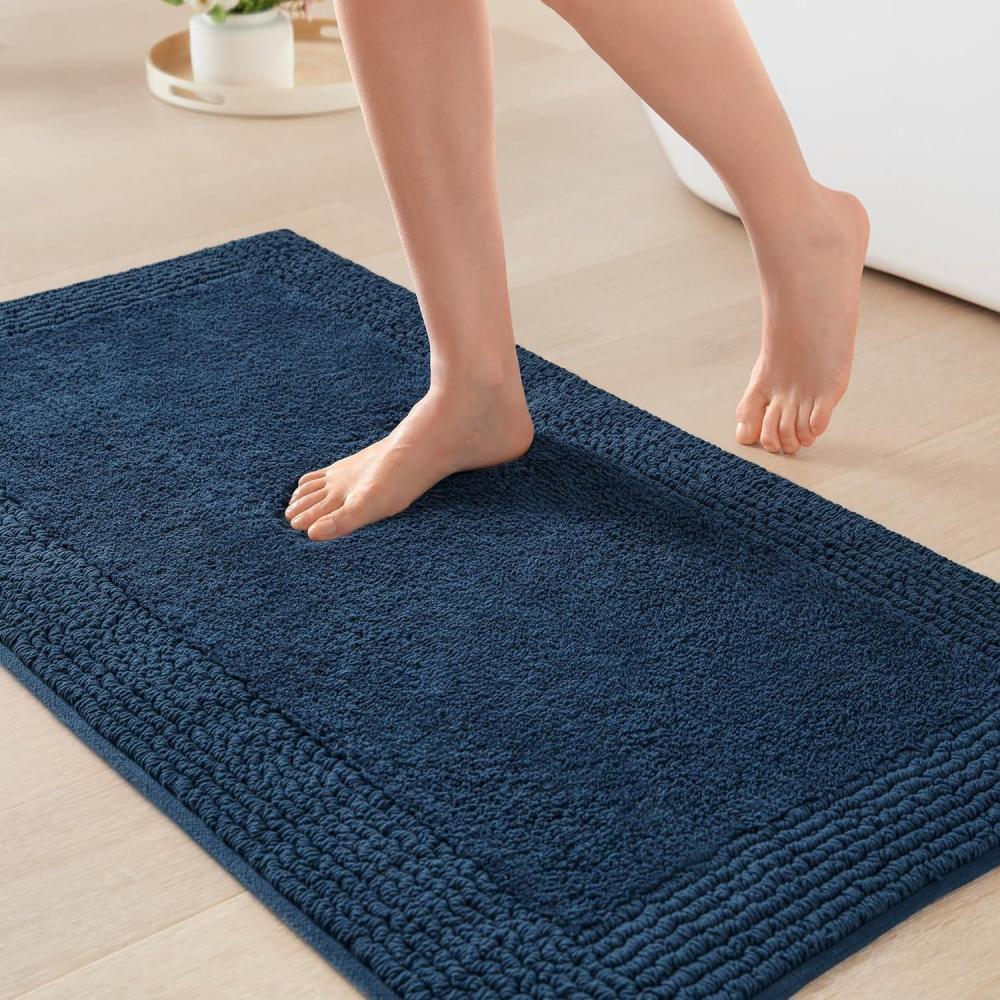 imageMadison Park Splendor Reversible 100 Cotton Tufted Bathroom Rug3000 GSM Hotel Quality Luxurious Plush Medium Pile Bath Mat Absorbent Quick Dry Shower Room Dcor 20x30 NaturalNavy