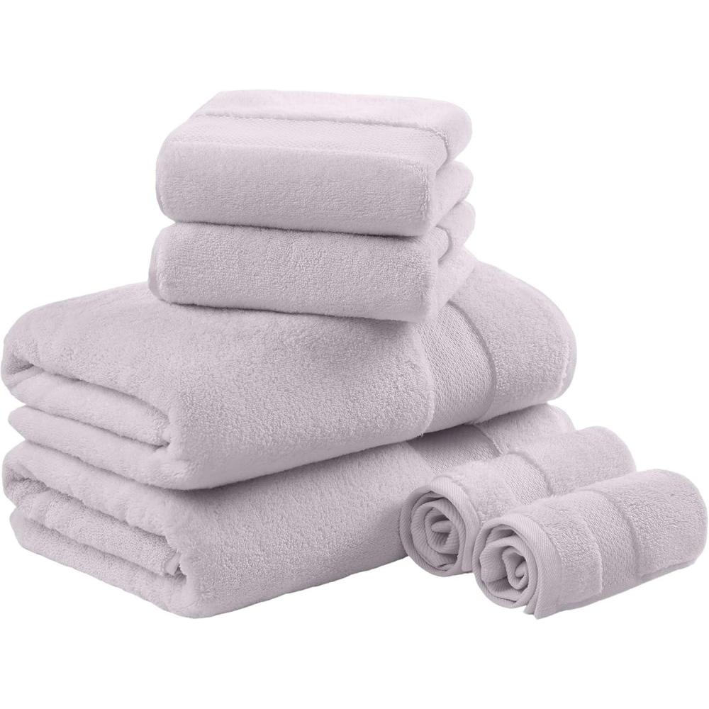 imageMadison Park Turkish 100 Cotton 600Gsm Luxury Premium Thick Soft Absorbent Hotel Bathroom Towel Set Shower Hand Face Washcloths Assorted Sizes Natural 6 PieceLavender