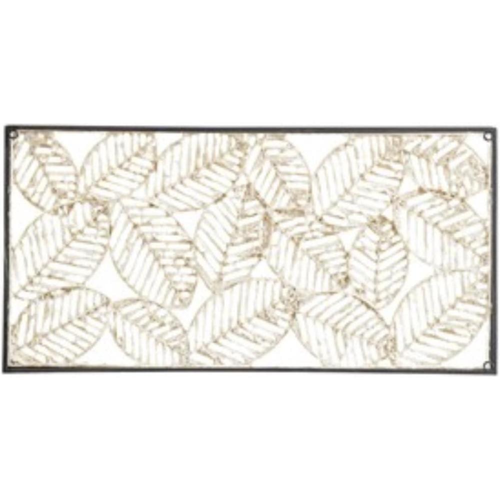 imageMadison Park Wall Art Living Room Dcor Leaves Paper Cloaked with Metal Frame Home Accent Modern Inspired Dining Bathroom Decoration Ready to Hang Panel for Bedroom 3189quotW x 1594quotH Natural