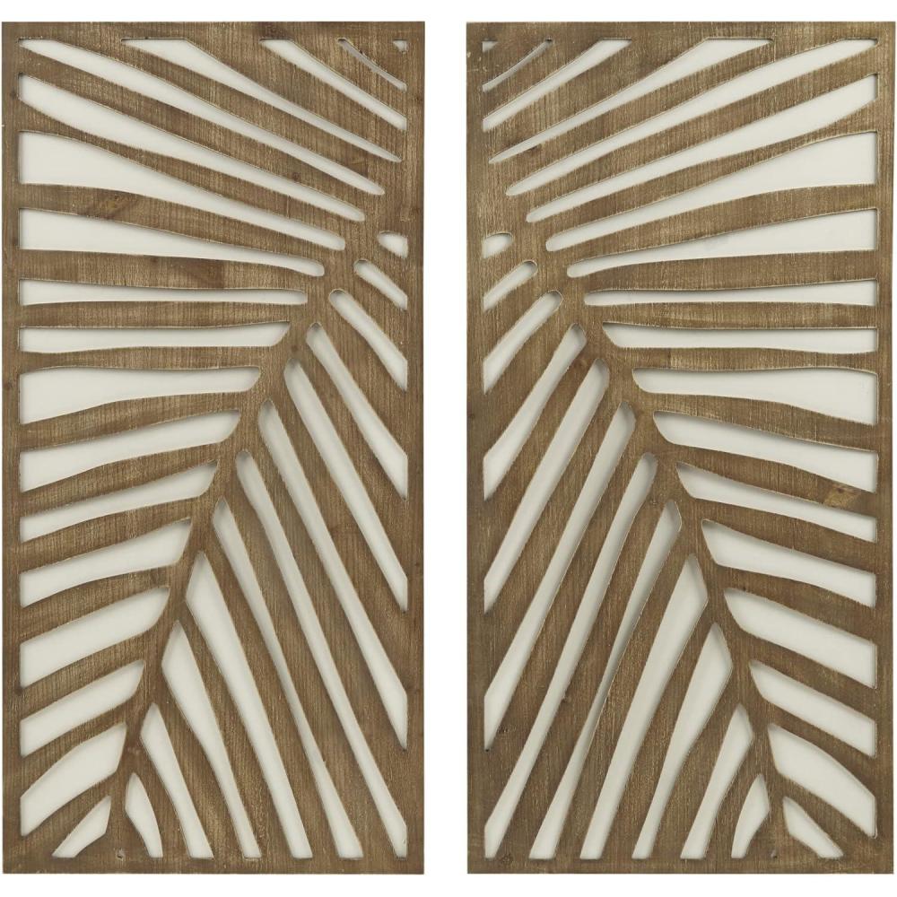 imageMadison Park Wall Dcor for Living Room Birch Botanical TwoTone Home Accent Modern Kitchen Dining Decoration Ready to Hang 2Piece Wood Panel Set for Bedroom 16quotW x 32quotH MonsteraPalm