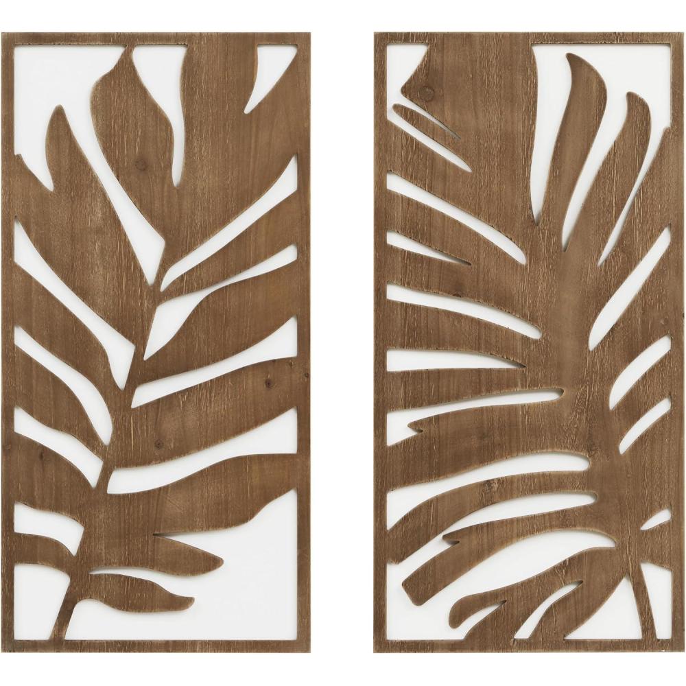 imageMadison Park Wall Dcor for Living Room Birch Botanical TwoTone Home Accent Modern Kitchen Dining Decoration Ready to Hang 2Piece Wood Panel Set for Bedroom 16quotW x 32quotH MonsteraMonstera