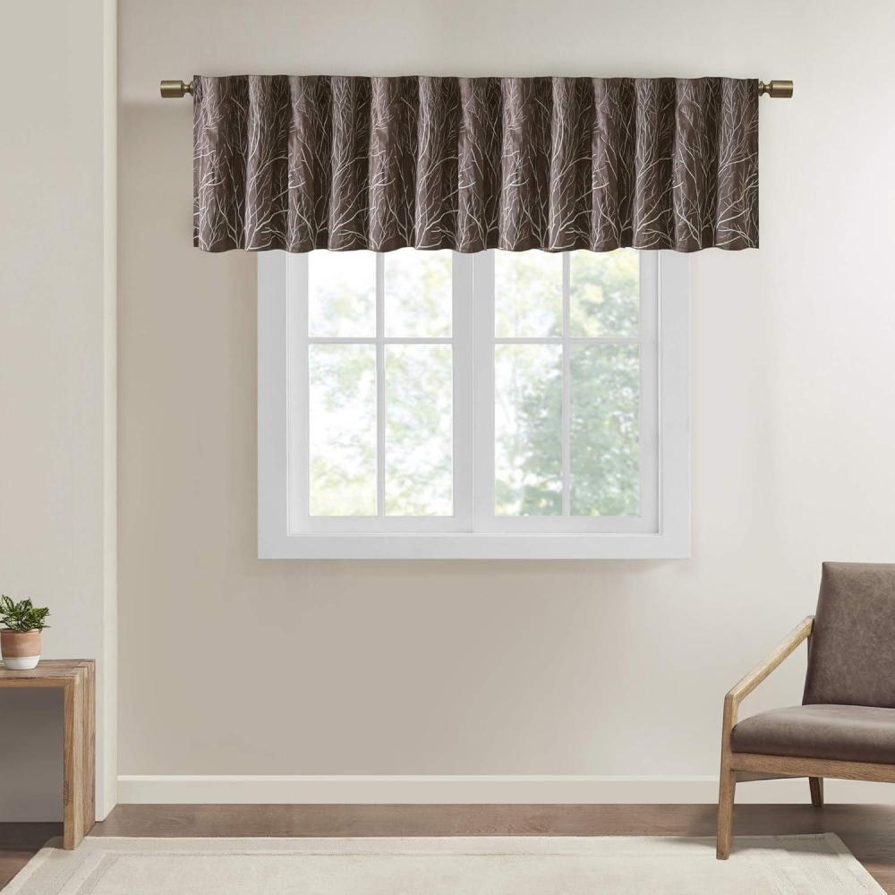 imageMadison Park White Curtains For Living room  Transitional Rod Pocket Curtains For Bedroom  Embroidered Andora Back Tab Fabric Window Curtains  50quot x 84quot 1Panel PackChocolate