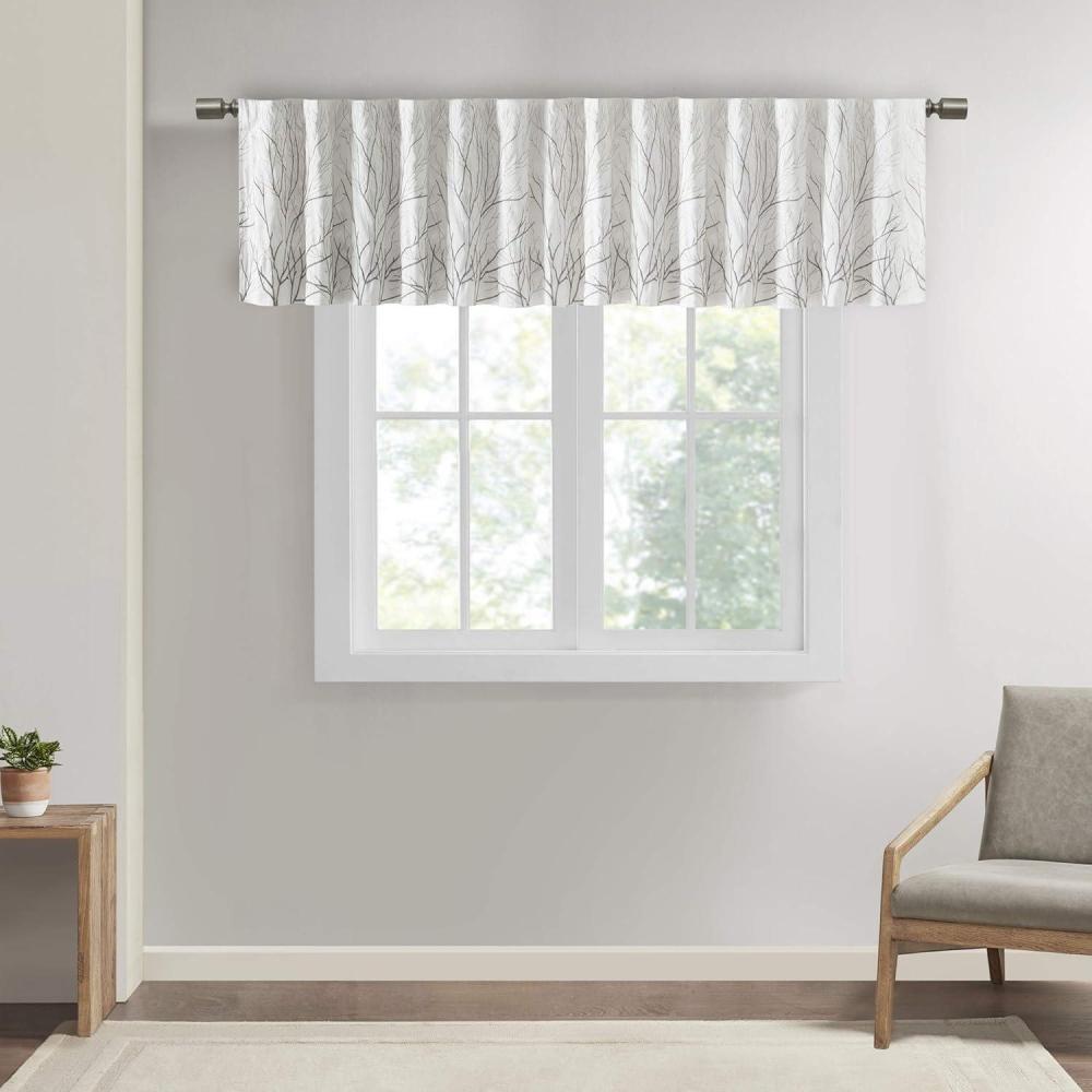 imageMadison Park White Curtains For Living room  Transitional Rod Pocket Curtains For Bedroom  Embroidered Andora Back Tab Fabric Window Curtains  50quot x 84quot 1Panel PackWhite