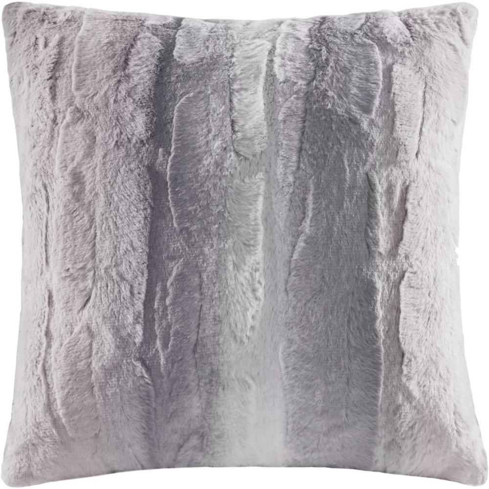 imageMadison Park Zuri Faux Fur Ombre Stripe Ultra Soft Luxury Decorative Throw Pillows for Couch Bed with Insert 20x20 LeopardBlushGrey