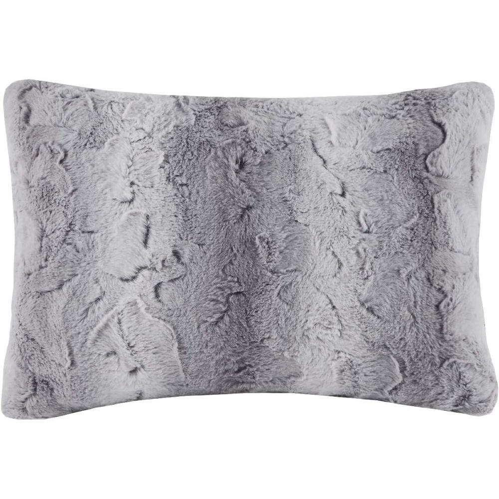 imageMadison Park Zuri Faux Fur Ombre Stripe Ultra Soft Luxury Decorative Throw Pillows for Couch Bed with Insert 20x20 LeopardGrey