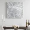 MADISON PARK SIGNATURE Sunburst Wall Art – Modern Resin Dimensional Radiant Color Hand Painted Home Décor Abstract Textured Gold 30″ W x 30″ H x 1.25″ D(Silver)
