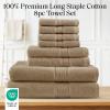 Madison Park 800GSM Bathroom Towel Set of 8 100% Cotton Bath Towel Set for Bathroom Luxurious Highly Absorbent 2 Bath Towels 2 Hand Towels 4 Washcloths Quick Dry Spa Quality Seafoam(Taupe)