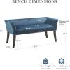 Madison Park Accent Bench, Upholstered with Nailhead Trim, & Padded Seat Entryway Bench Small, End of Bed Bench with Back, 49.5″ W x 19.25″ D x 23″ H, Tan(Blue)