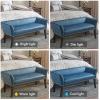 Madison Park Accent Bench, Upholstered with Nailhead Trim, & Padded Seat Entryway Bench Small, End of Bed Bench with Back, 49.5″ W x 19.25″ D x 23″ H, Tan(Blue)
