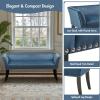Madison Park Accent Bench, Upholstered with Nailhead Trim, & Padded Seat Entryway Bench Small, End of Bed Bench with Back, 49.5″ W x 19.25″ D x 23″ H, Tan(Blue)