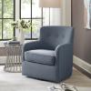Madison Park Adele Upholstered Swivel Accent Chair, Cozy Upholstered Swivel Chair for Living Room, 7″ Thick Removable Cushion, Modern Accent Armchair, Family Room Furniture, Bedroom Chair, Blue, 29″W
